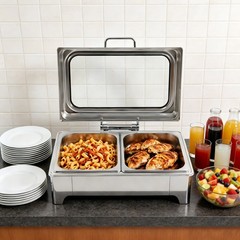 400W 9.5QT 2 Tray Stainless Steel Chafer Chafing Dish Catering Food Warmer Hotel