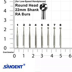 Dental Round Latch Carbide Burs RA 1 2 3 4 5 6 7 8 SANDENT Fit Slow Low Speed