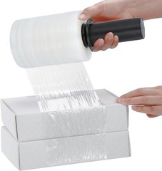 Cast Clear Mini Stretch Wrap 80 Gauge 5″x1000′ 12 Rolls w/ Black Spinner Handle