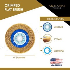 2Pcs 6″ INCH ROUND BRASS WIRE BRUSH WHEEL FOR BENCH GRINDER | RUST/PAINT REMOVAL