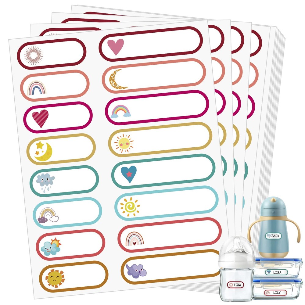480 Pcs Baby Bottle Labels for Daycare Essentials, 1.6*0.6 inches, Boho