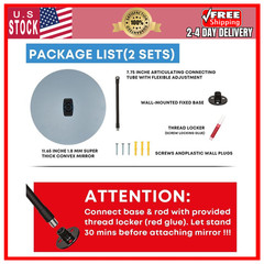 11.65″ Acrylic Convex Mirror 2 Pack Garage Parking Security Wide Angle