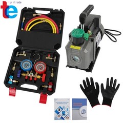 1/3HP 4CFM Air Vacuum Pump MANIFOLD GAUGE Set HVAC AC Refrigerant Kit 3000PSI
