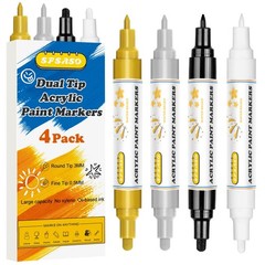 SFSASO Acrylic Paint Marker Pens 1 Count (Pack of 4), Black/White/Gold/Silver