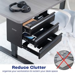 VIVO Black 3 Level 16″ Pull Out Under Desk Storage Drawer Set