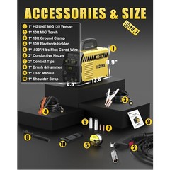 135A Mig Welder Intelligent Portable IGBT Inverter 110V 3-in-1 Welding Machine