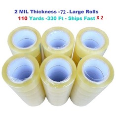 72 ROLLS – 2 INCH x 110 Yards (330 ft) Clear Carton Sealing Packing Package Tape