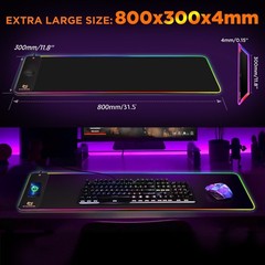 Gimars RGB Gaming Mouse 11.8L x 31.5W inches, Black-RGB+Wireles Charging