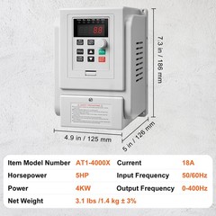 Uimoso 4KW 18A 5HP Variable Frequency Drive for 3-Phase Motor Speed Adjustment