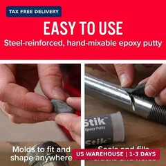 J-B Weld 8267 SteelStik Steel Reinforced Epoxy Putty Stick – 2 oz.