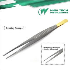 NEW German Debakey Artery Atraumatic Tissue Forceps W/Gold Handle 7″
