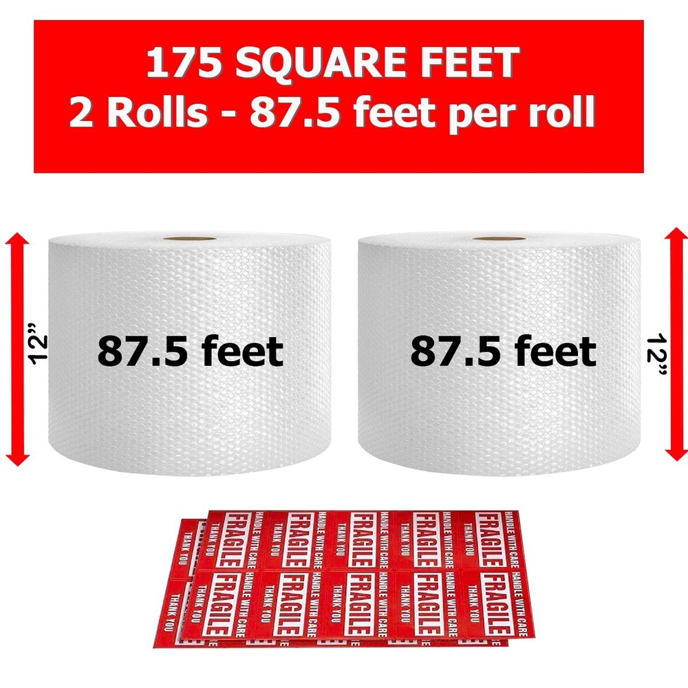175 feet Bubble Cushioning Wrap Roll Small Bubble 12″ Wide Perforated Every 12″