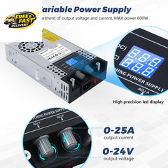 AC to DC Converter 110V-12V DC Power Supply Adjustable 0-24V 0-25A SMPS Max 600W