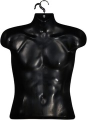 Torso Form Molded Man’s Shirt Frosted Fits S – L Hanging Male Mannequin Black