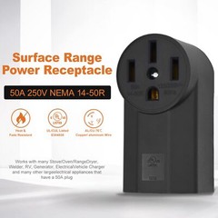 NEMA 14-50R Receptacle 3-Pole 4-Wire Surface Mount Power Receptacle, 250V