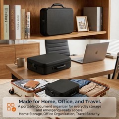 Fireproof Document Box with Lock Water Resistant File Organizer Case