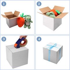 Hoikwo 8x8x8 Shipping Boxes Set of 25, White Corrugated Cardboard Box for Small