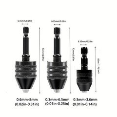 Mini Keyless Drill Chuck Adapter 1/4″ Hex Shank Quick Change Converter