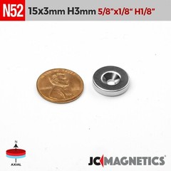 15mm x 3mm Hole 3mm N52 Strong Countersunk Ring Rare Earth Magnet 15x3mm