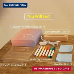 5.9×5.9 Inch Warm LED Clear Acrylic Drawing Writing Message Dry Erase Board | Ea