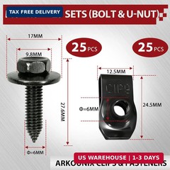50 Pcs Automotive Body Bolts/Screws & U-Nut Clips Kit, Multipurpose Fender Bolts
