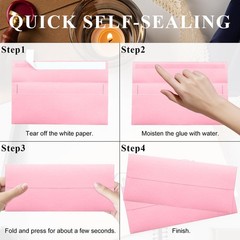 50 Pack Pink #10 Business Envelopes, Standard Envelopes Self 50 pieces,