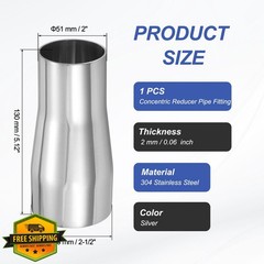 PATIKIL Reducer Fitting 2.5″ to 2″ OD SS304