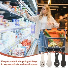 8Pcs Stainless Steel Shopping Trolley Token Silver Tone Letter A & Grocery Cart