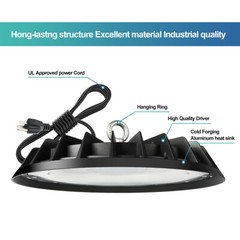 2 Pack 300W UFO Led High Bay Light Commercial Industrial Warehouse Light 90-277V