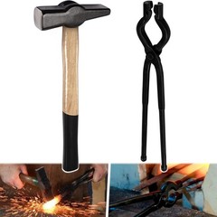 17” V-Bit Bolt Tongs 1.5KG 3.3LB Blacksmith Hammer Kit Tongs and Hammer Tool Set