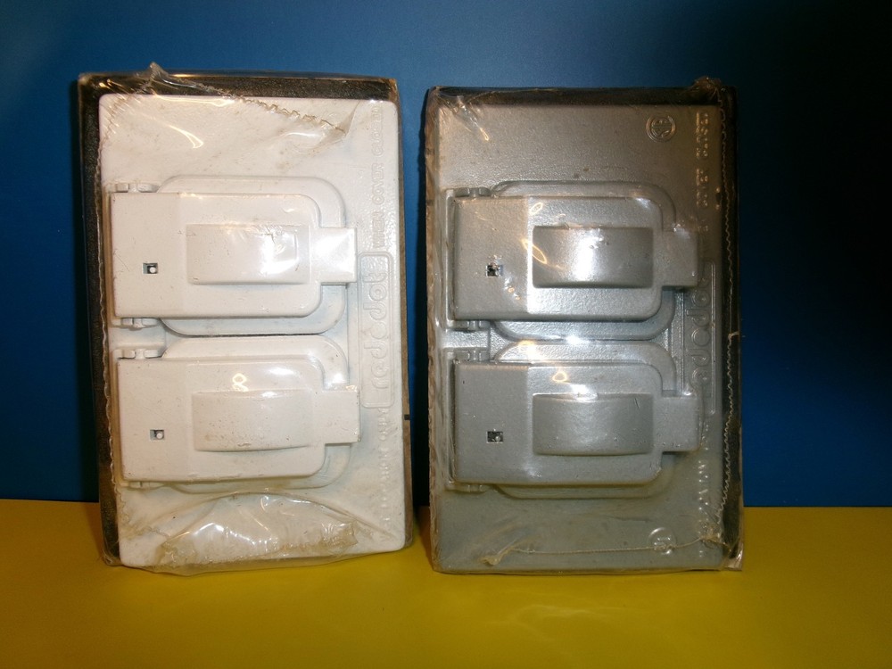 Set 2 Red Dot Duplex Covers Silver and White Device Mount RCCD & RCCDWH S310