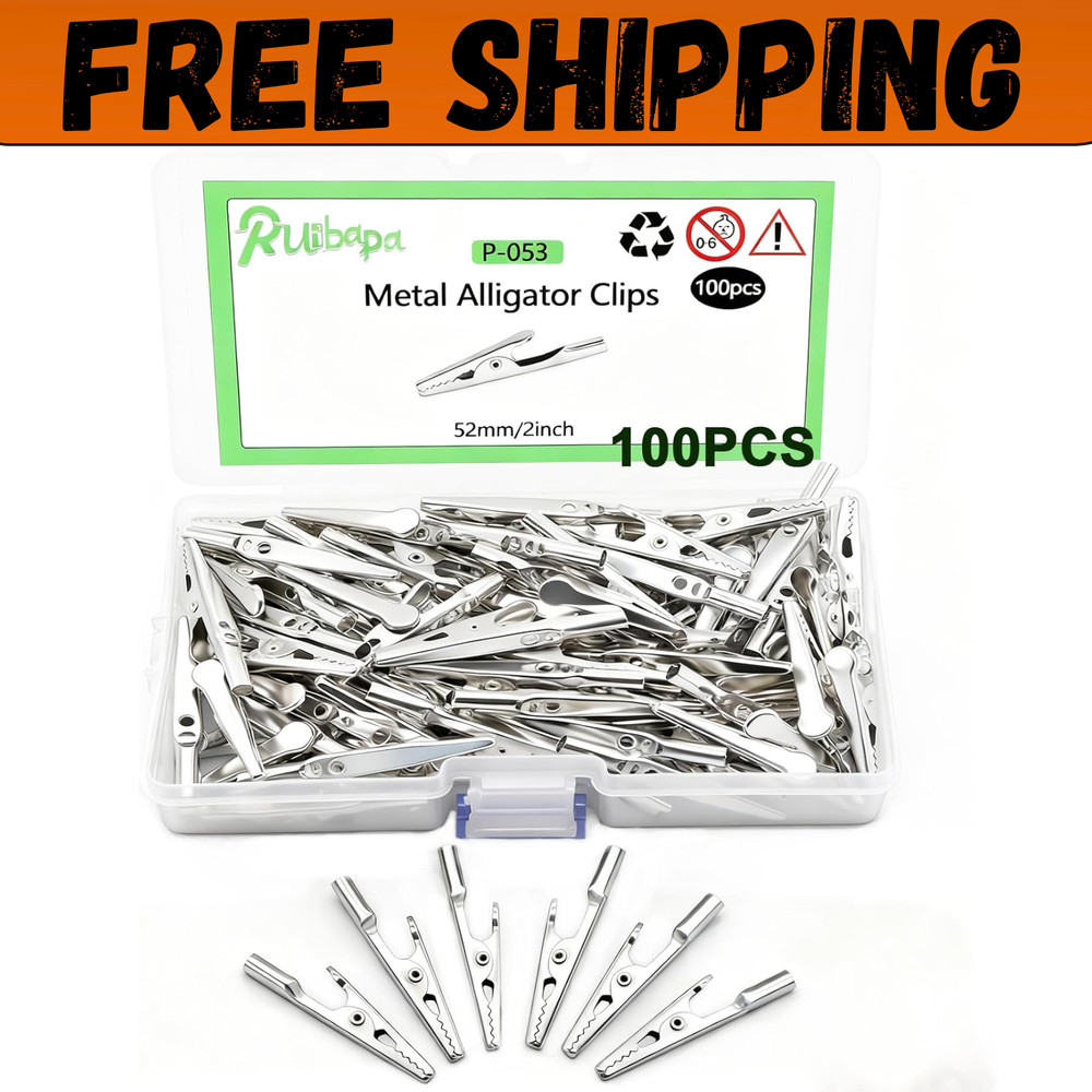 100 Pcs Metal Alligator Clips 52 Mm for Household Soldering and Electrical Test