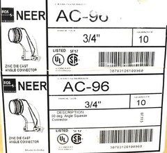 Neer 3/4 Inch 90 Degree Squeeze Connector AC-96 [Lot of 2] NOS