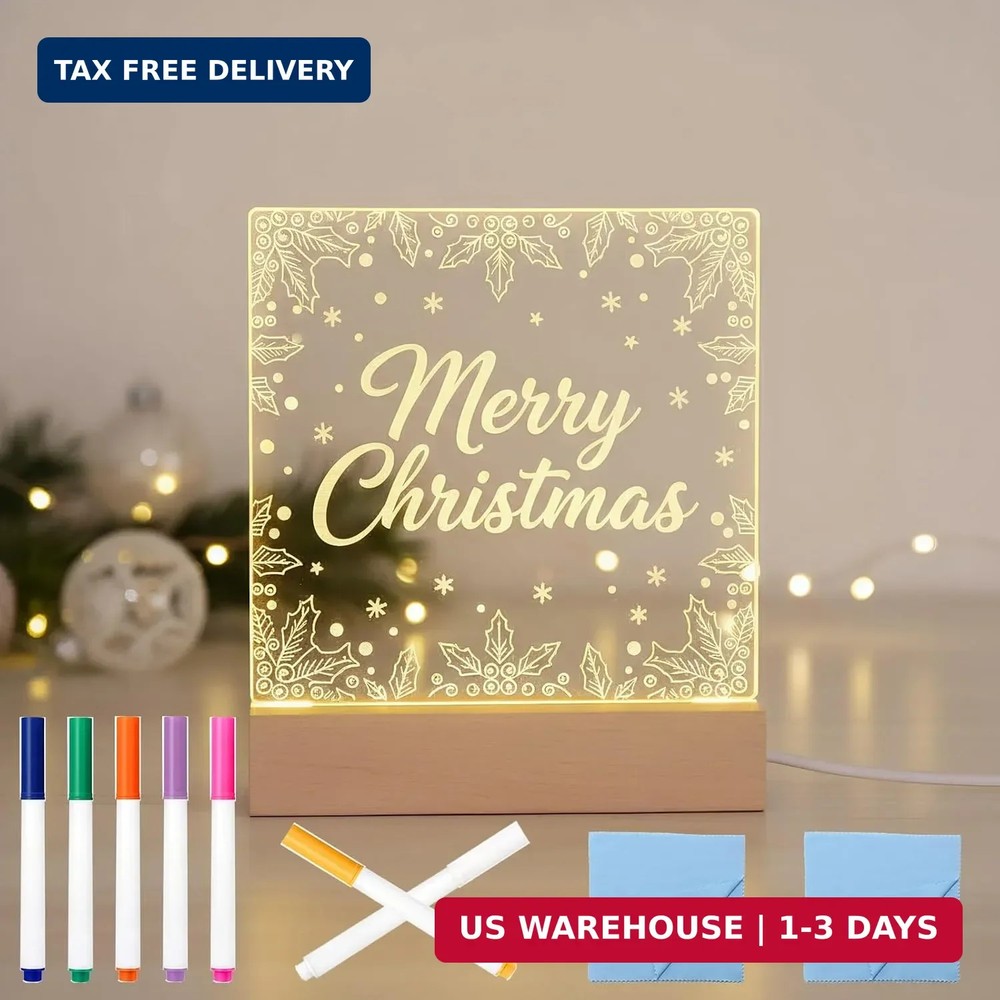 5.9×5.9 Inch Warm LED Clear Acrylic Drawing Writing Message Dry Erase Board | Ea