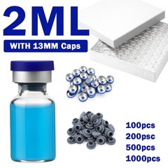 100/500/1000PCS 2ml Glass Vials Clear Headspace Sample Vials Lab Vials w/ Caps