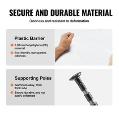 VEVOR Dust Barrier Poles 10 Ft with 4 Telescoping Poles Dust Barrier System
