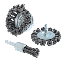 3PCS 3 Inch Knotted Wire Wheel Cup Brush and Twist End Brush Set,1/4″ Shank for