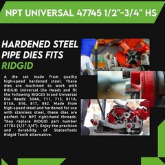 NPT Universal 47770 1″-2″ HS Hardened steel Pipe Dies fits RIDGID 811, 811A, 815