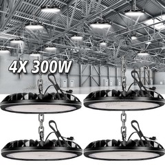 4 Pack 300W UFO LED High Bay Light Shop Industrial Commercial Factory Warehouse