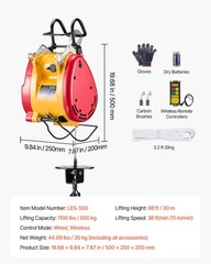 Uimoso 2-in-1 Portable Electric Hoist Winch 1100LB Wired/Wireless Remote Control