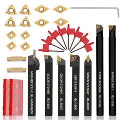 Indexable Lathe Turning Tool 21Pcs Kit 1/2” 12mm Shank 7 Pcs Metal Lathe Tool H