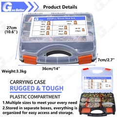 860Pcs Rivet Nut Kit UNC Rivnut Nutsert Assortment #6-32 #8-32 #10-24 1/4″ 5/16″