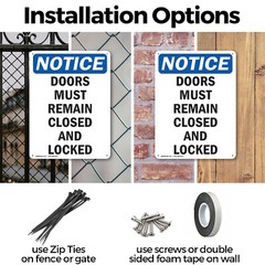 (2 Pack) Doors Must Remain Closed And Locked OSHA Notice Sign Decal Metal