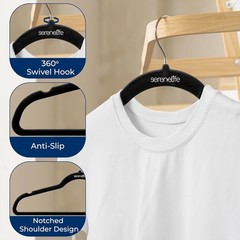 SereneLife Velvet Hangers – 10 Pack, Slim & Space Saving for Closets | Sof
