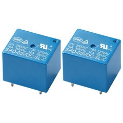 Weasch 2Pcs PCB Power Relay SRD-05VDC-SL-C, DC 5V Coil, 10A 250VAC, 5VDC