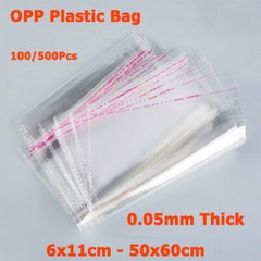 100/500Pcs Self Adhesive Peel Seal Plastic OPP Clear Bag Garment/Card/Jewellery