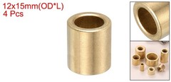 8mm Bore x 12mm OD x 15mm Length Sleeve Bearings Gold Tone 4 Pack