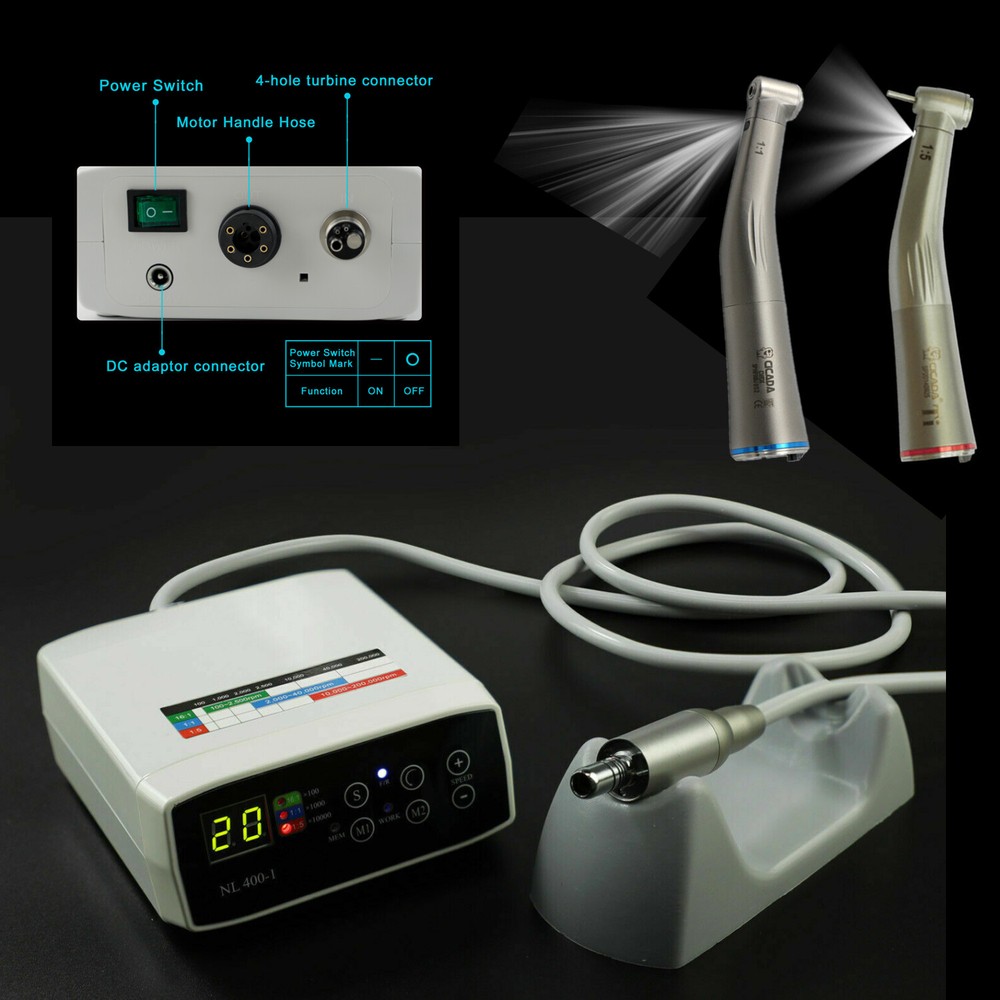 NL400 Dental Electric Micro Motor +NSK Type 1:1 1:5 High Low Speed LED Handpiece