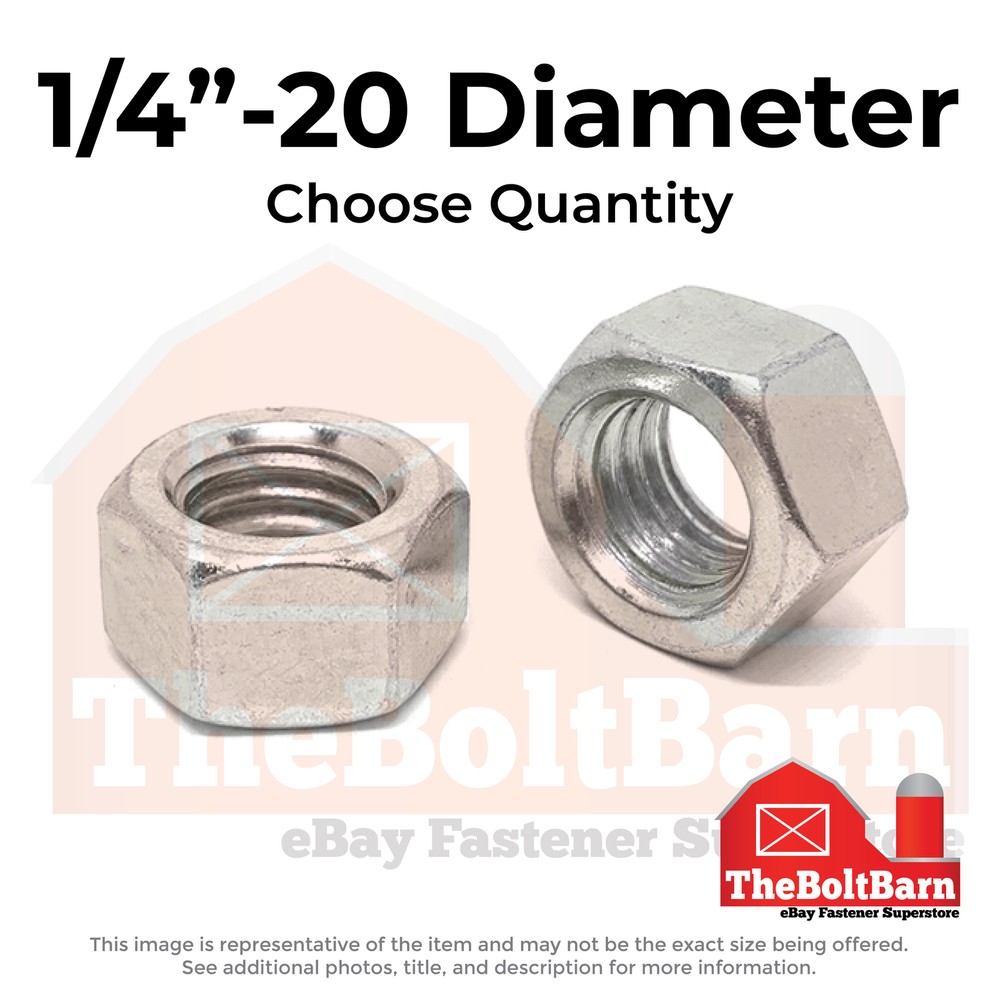 1/4″-20 Stainless Steel Finished Hex Nuts (Choose Qty)