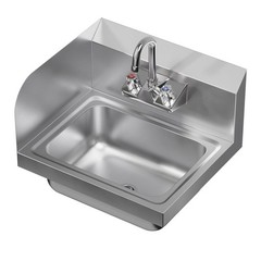 Stainless Steel Wall Mounted Hand Sink 17 in. x 15 in. with Left Side Splash